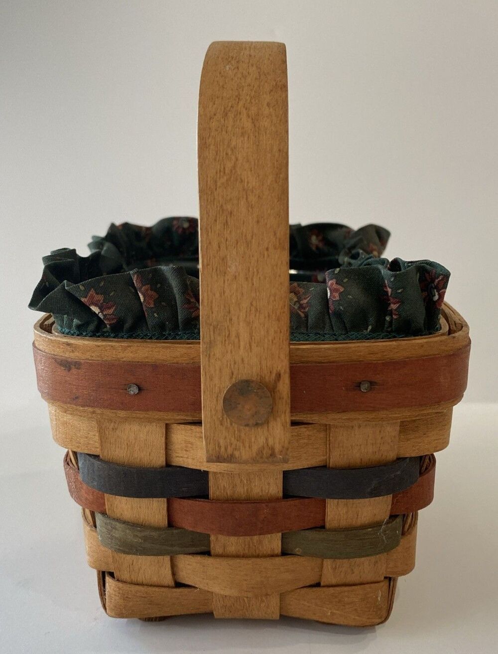 Longaberger Basket 1991 Shades of Autumn Acorn Liner Protector Swing Handle - Picture 4 of 13